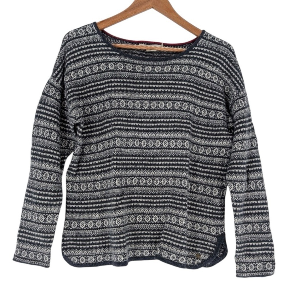 LOGG‎ Label of Graded Goods Navy Blue Fair Isle Alpaca Blend Sweater Mens Medium